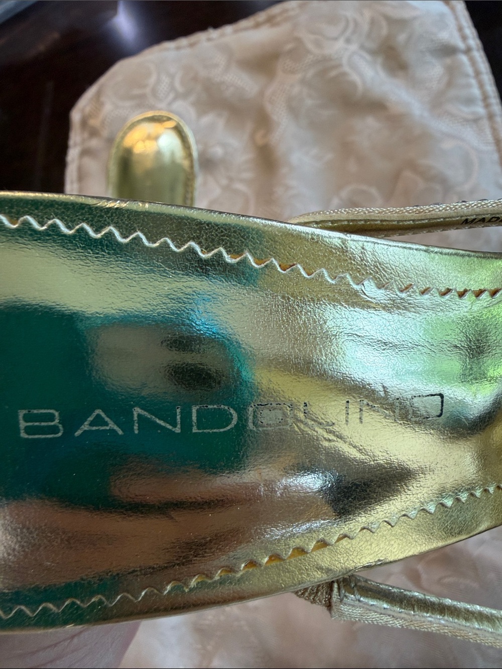 Bandolino Gold Rhinestone Strappy Slide Heel - Women - Picture 2 of 4